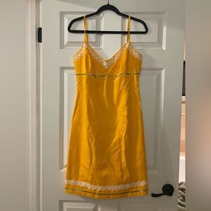 Shoshanna Yellow Slip with Lace Accents